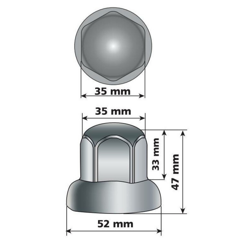 Pokrov matice kolesa 32mm - kromiran SET